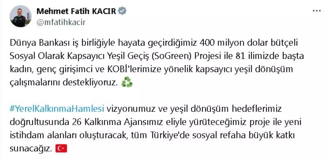 Türkiye’de 400 Milyon Dolar Bütçeli Yeşil Dönüşüm Projesi Başlatıldı
